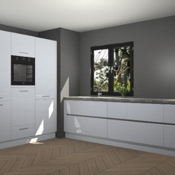 Sneeuwwitte hoogglans greeploze keuken Taipei 89530