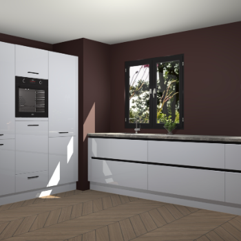 Sneeuwwitte hoogglans greeploze keuken Taipei 89533