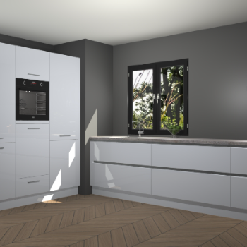 Sneeuwwitte hoogglans greeploze keuken Taipei 89536