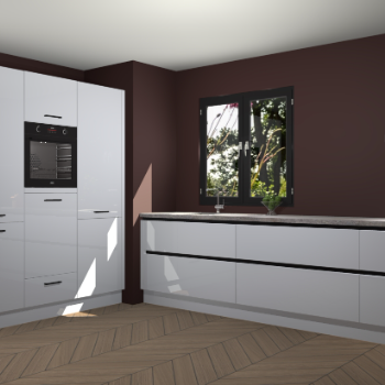 Sneeuwwitte hoogglans greeploze keuken Taipei 89539