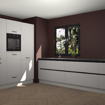 Zijdegrijze greeploze keuken Taipei 89804