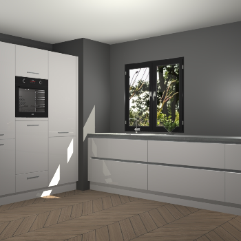 Zijdegrijze hoogglans greeploze keuken Taipei 89618