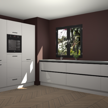 Zijdegrijze hoogglans greeploze keuken Taipei 89621