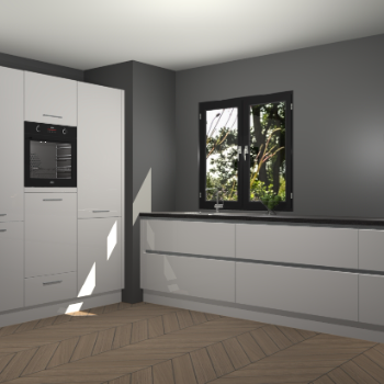 Zijdegrijze hoogglans greeploze keuken Taipei 89624