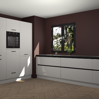 Zijdegrijze hoogglans greeploze keuken Taipei 89627