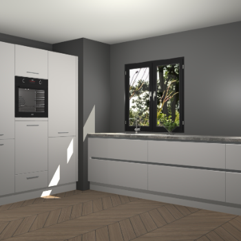 Zijdegrijze greeploze keuken Taipei 89764