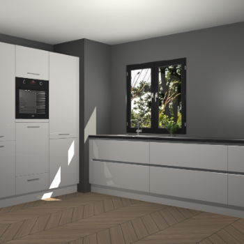 Zijdegrijze hoogglans greeploze keuken Taipei 89770