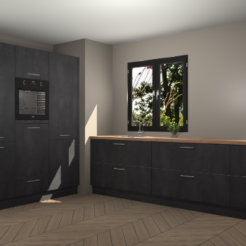 Beton Zwarte keuken Taipei 89399