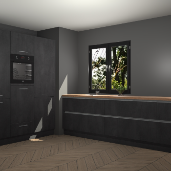 Beton Zwarte greeploze keuken Taipei 89401