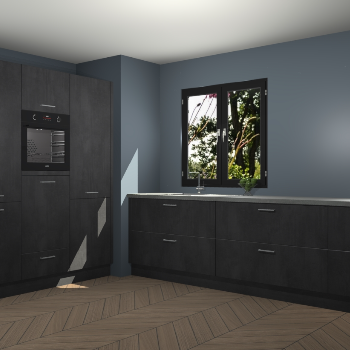 Beton Zwarte keuken Taipei 89666