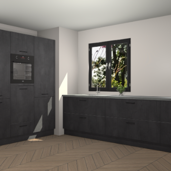 Beton Zwarte keuken Taipei 89668