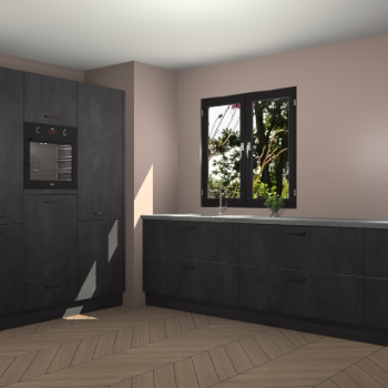 Beton Zwarte keuken Taipei 89669