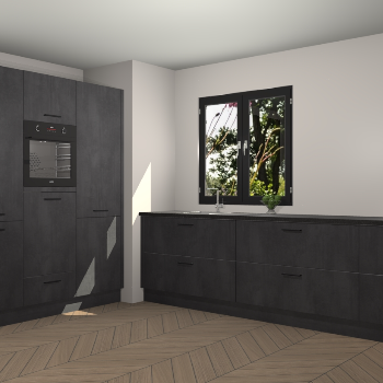 Beton Zwarte keuken Taipei 89674