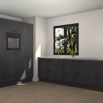 Beton Zwarte keuken Taipei 89686