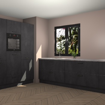 Beton Zwarte keuken Taipei 89687