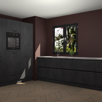 Beton Zwarte greeploze keuken Taipei 89688