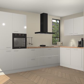 Zijdegrijze hoogglans keuken Vlaanderen 47964