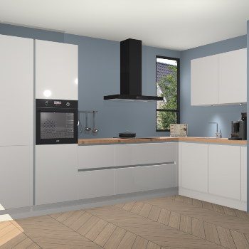 Zijdegrijze hoogglans greeploze keuken Vlaanderen 47965