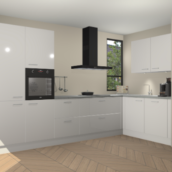 Zijdegrijze hoogglans keuken Vlaanderen 48007