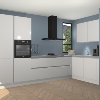 Zijdegrijze hoogglans greeploze keuken Vlaanderen 48008