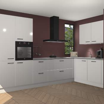 Zijdegrijze hoogglans keuken Vlaanderen 48009