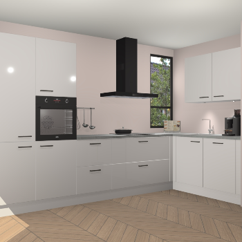 Zijdegrijze hoogglans keuken Vlaanderen 48010