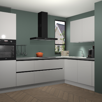 Zijdegrijze hoogglans greeploze keuken Vlaanderen 48011