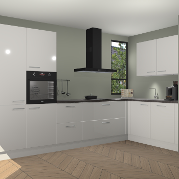 Zijdegrijze hoogglans keuken Vlaanderen 48021