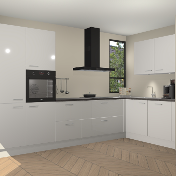 Zijdegrijze hoogglans keuken Vlaanderen 48022