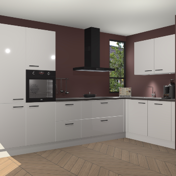 Zijdegrijze hoogglans keuken Vlaanderen 48025