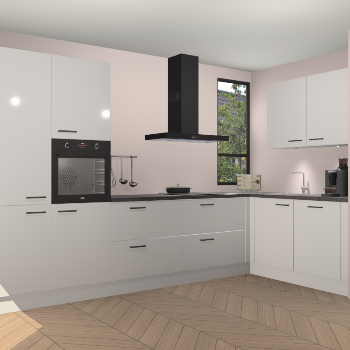 Zijdegrijze hoogglans keuken Vlaanderen 48026