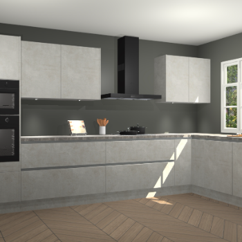 Beton opaal greeploze keuken Graz 74975