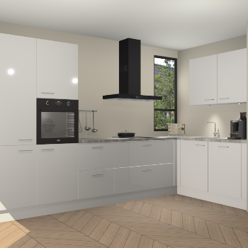 Zijdegrijze hoogglans keuken Vlaanderen 48039