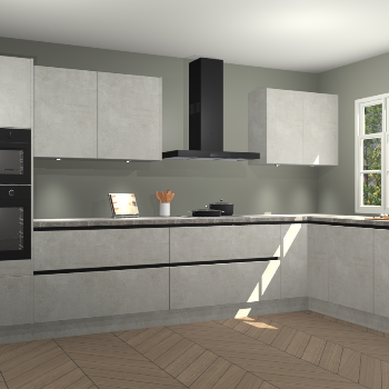 Beton opaal greeploze keuken Graz 74978