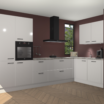 Zijdegrijze hoogglans keuken Vlaanderen 48041