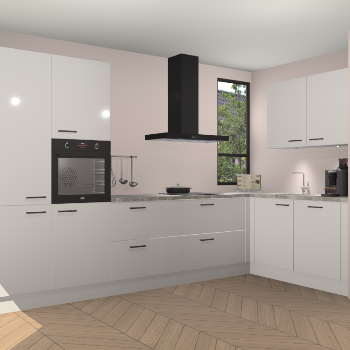 Zijdegrijze hoogglans keuken Vlaanderen 48042