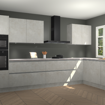 Beton opaal greeploze keuken Graz 75018