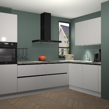 Zijdegrijze hoogglans greeploze keuken Vlaanderen 48043