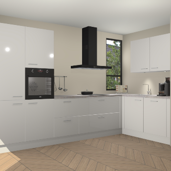 Zijdegrijze hoogglans keuken Vlaanderen 48054