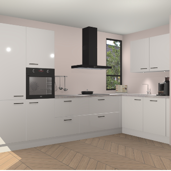 Zijdegrijze hoogglans keuken Vlaanderen 48062