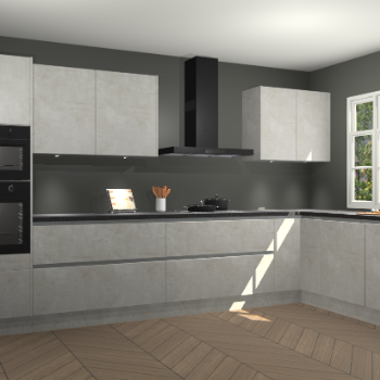 Beton opaal greeploze keuken Graz 75032