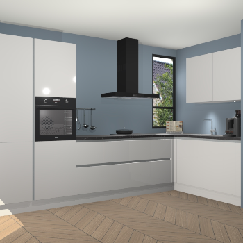 Zijdegrijze hoogglans greeploze keuken Vlaanderen 48082