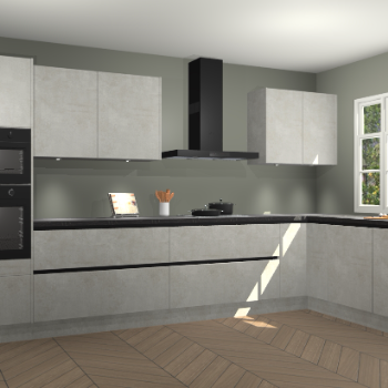 Beton opaal greeploze keuken Graz 75035