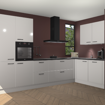 Zijdegrijze hoogglans keuken Vlaanderen 48083