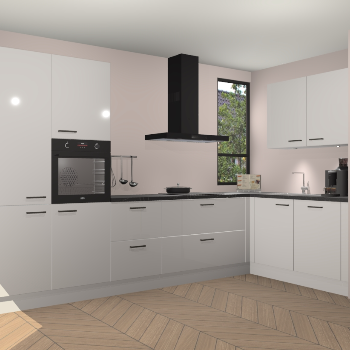 Zijdegrijze hoogglans keuken Vlaanderen 48084