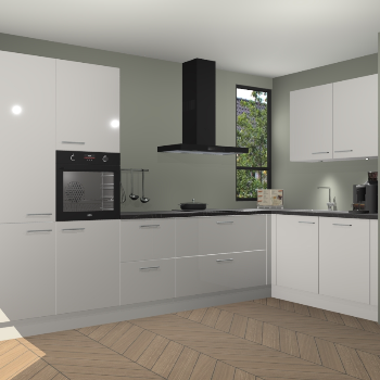 Zijdegrijze hoogglans keuken Vlaanderen 48080