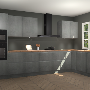 Beton parelgrijs greeploze keuken Graz 75075