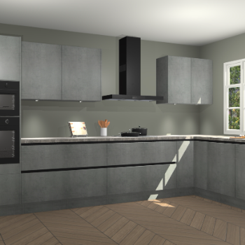 Beton parelgrijs greeploze keuken Graz 75125