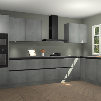 Beton parelgrijs greeploze keuken Graz 75241