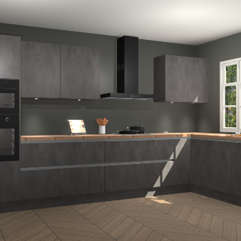 Beton antraciet greeploze keuken Graz 75328
